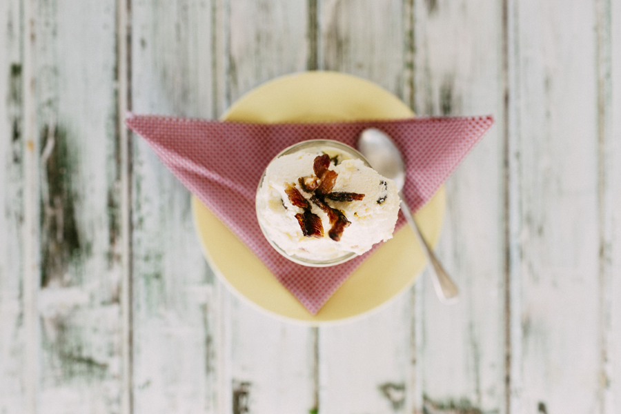 OLIVE OIL & CARAMELISED BACON ICE CREAM