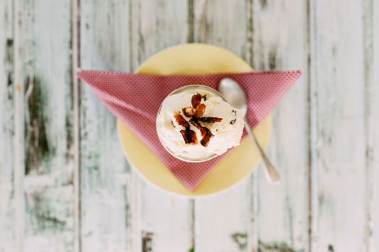 OLIVE OIL & CARAMELISED BACON ICE CREAM